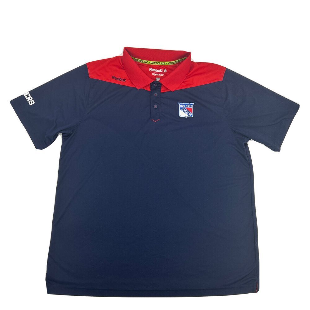New York Rangers Shirt Men's XL Blue Red Reebok Center Ice‎ Collection Polo NHL